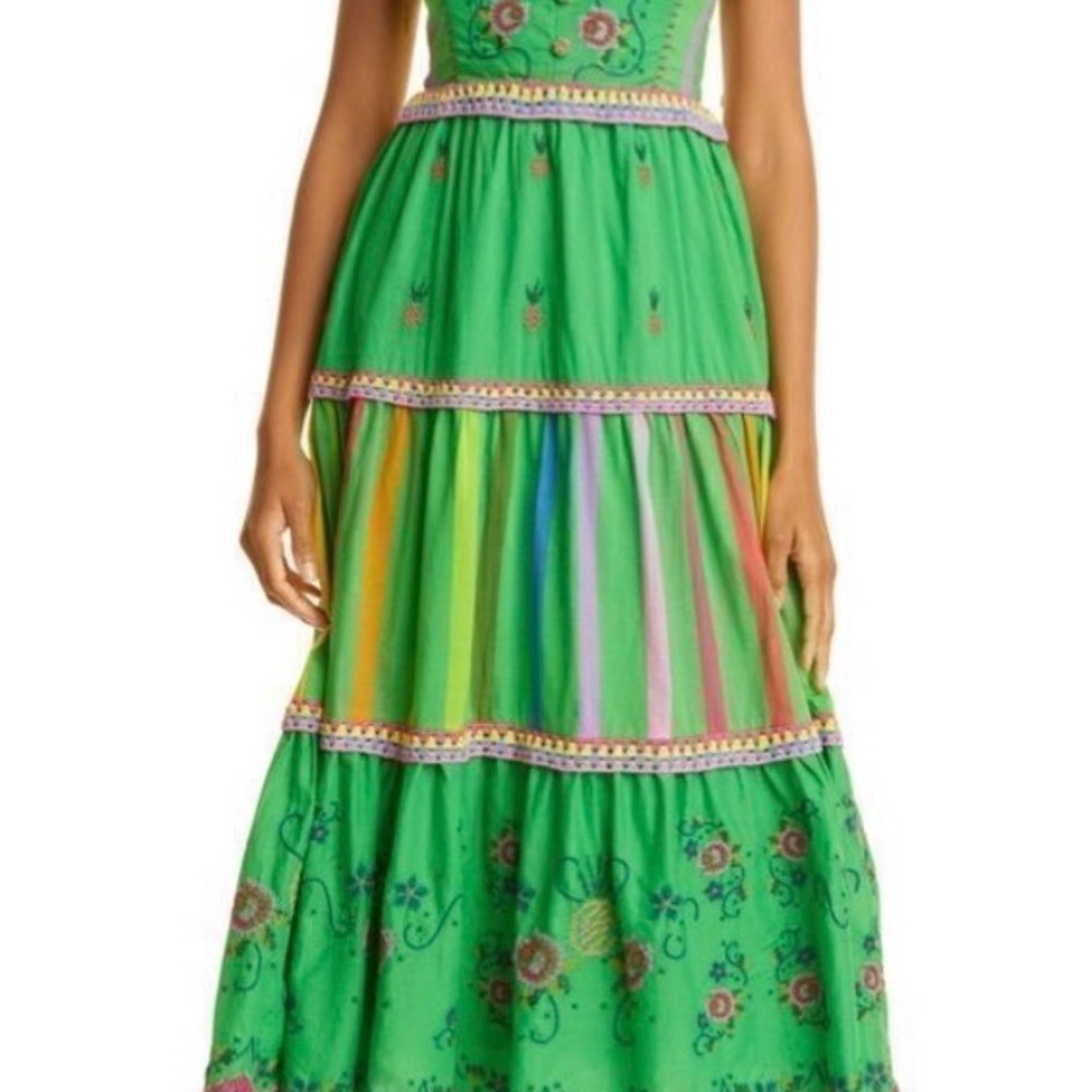 FARM Rio Green Floral & Striped Maxi Dress - Picture 2 of 6